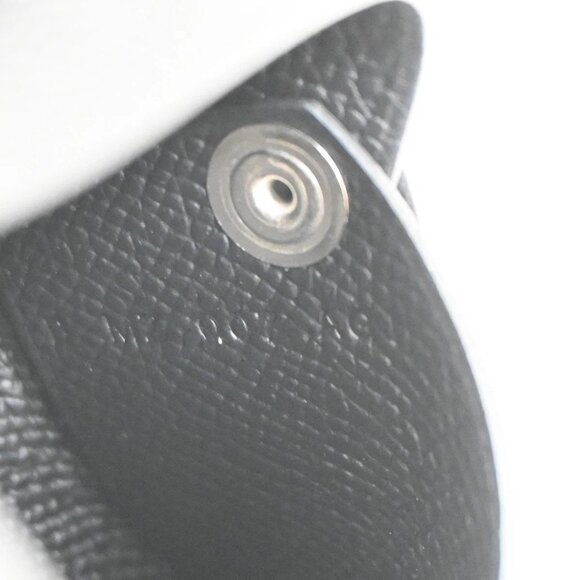 HERMES Logo Calvi Card Case Epsom Leather Black SHW France 72LC614 - Picture 12 of 13